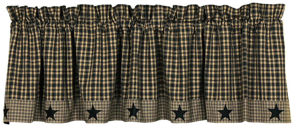 Olivia's Heartland country primitive VINTAGE STAR Black window VALANCE