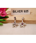 925 Silver Pave CZ Star Pendant, Silver Starburst Charm, Celestial Jewel... - $58.00