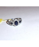 KANCHANABURI BLUE SAPPHIRE OVAL &amp; ROUND RING, PLATINUM / 925, SIZE 8, 0.... - $55.00