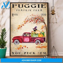 Pug Autumn Puggie Pumpkin Farm Halloween Canvas And Poster - $49.99