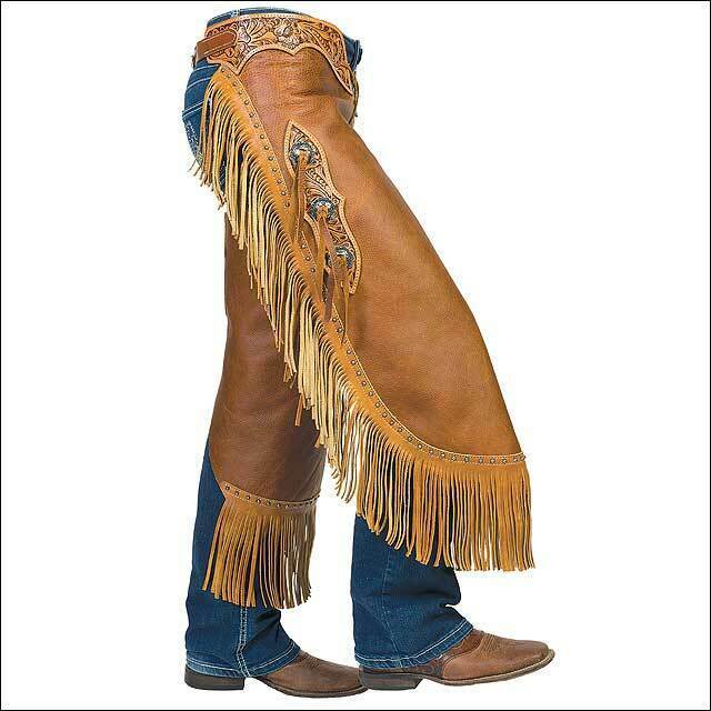 Large Weaver Brown Pull Up Leather Handcrafted Work Riding Chinks Yoke Set U 8 L Western Chaps