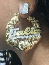 Personalized 14k Gold Overlay Name hoop Earrings xoxo Earrings 2 1/4 inch thick - $49.99