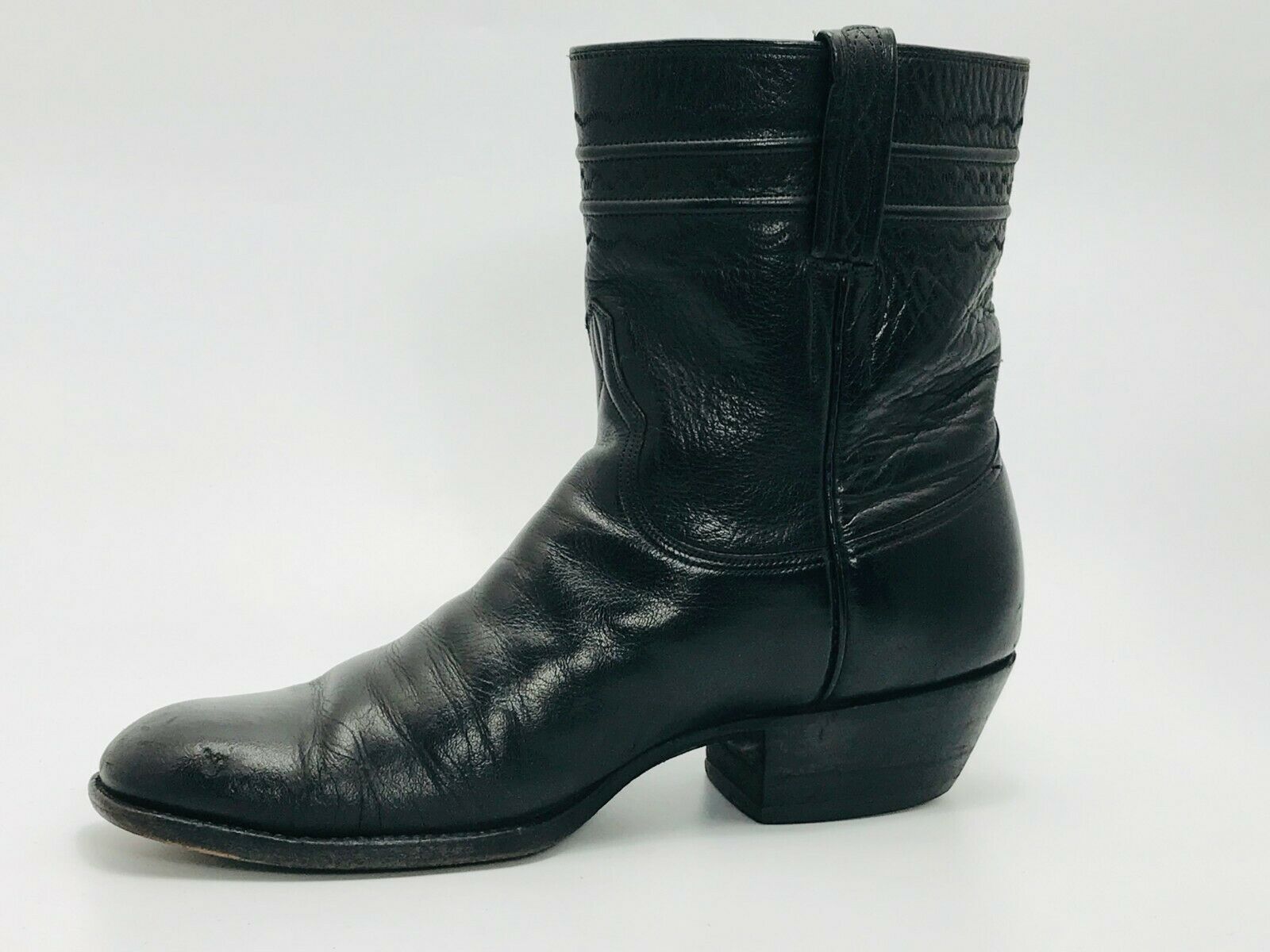 Lucchese Men's San Antonio Western Boots Black Leather Size 9D - Boots