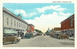 c1920 Postcard; Cedar Street Scene, Rawlins WY Carbon County Unposted Cu... - $8.63