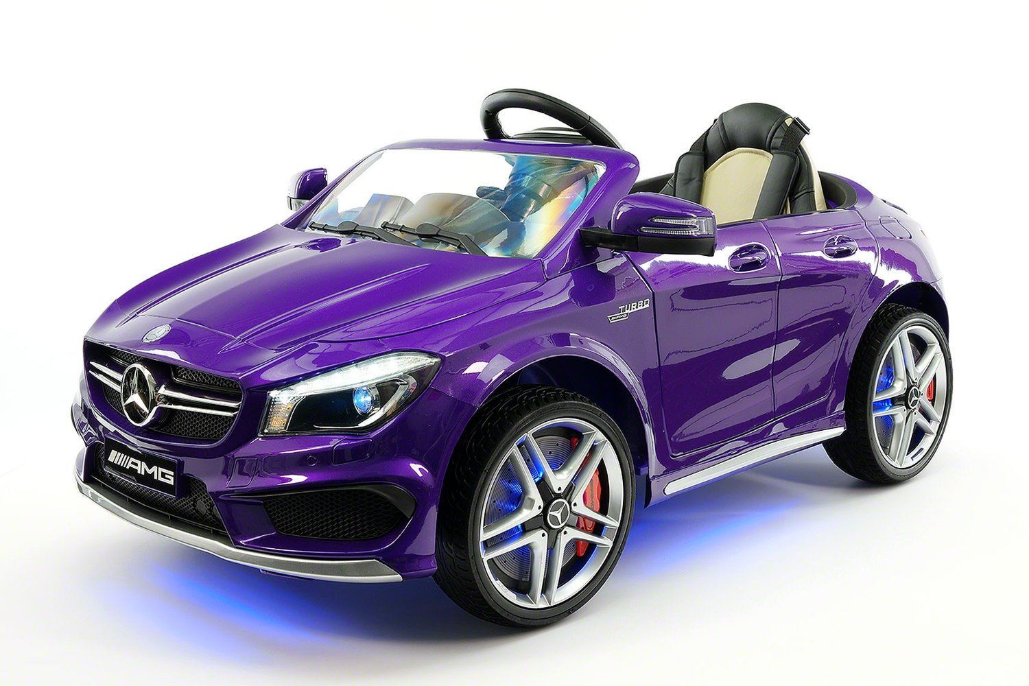 2021 Mercedes CLA45 Kids Ride On Car Toy Leather MP3 USB Rubber LED R/C | Purple