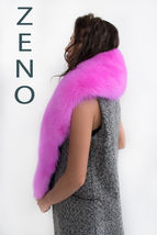 Arctic Fox Fur Stole 70' Candy Pink Fur Boa Collar Saga Furs Big Fur Collar image 5