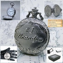 Silver Color Pocket Watch Grandpa Vintage Watch Roman Numbers Fob Chain ... - $18.49