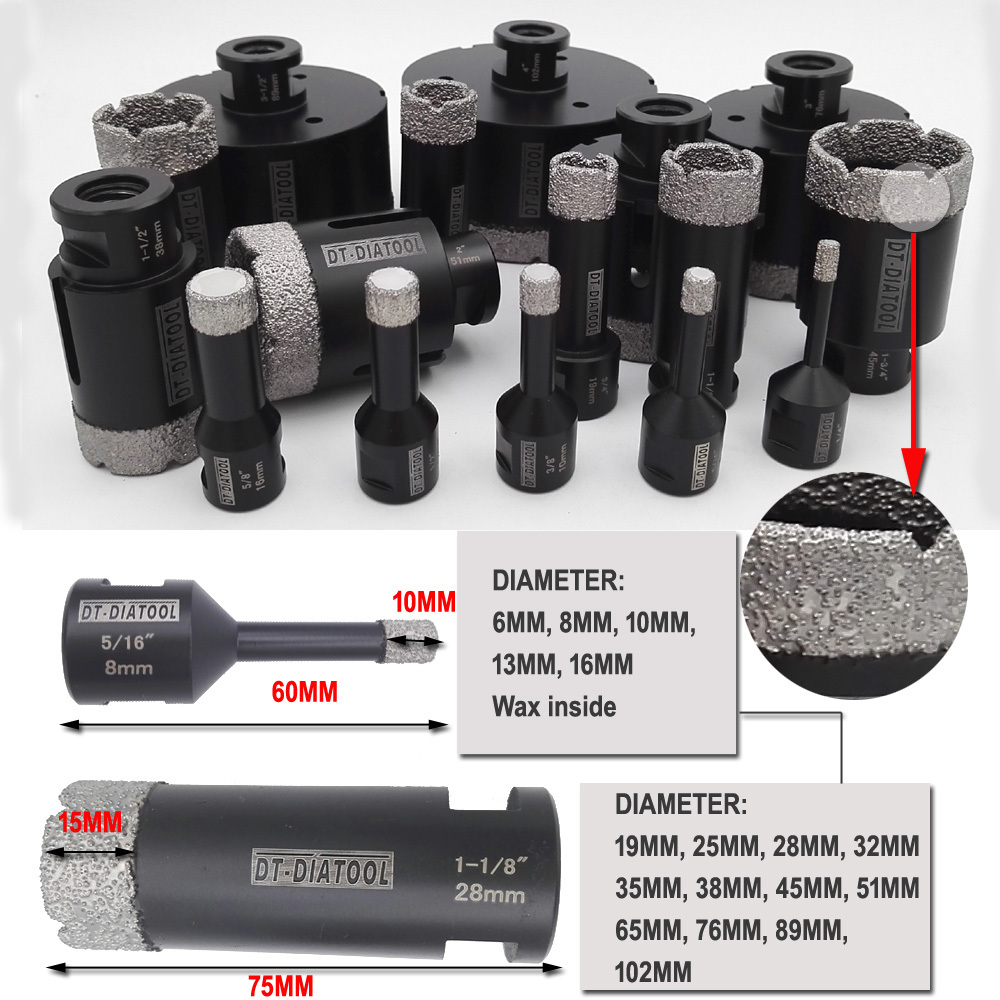 Vacuum Brazed Diamond Dry Drill core Bits 5/811 Thread Drilling bits