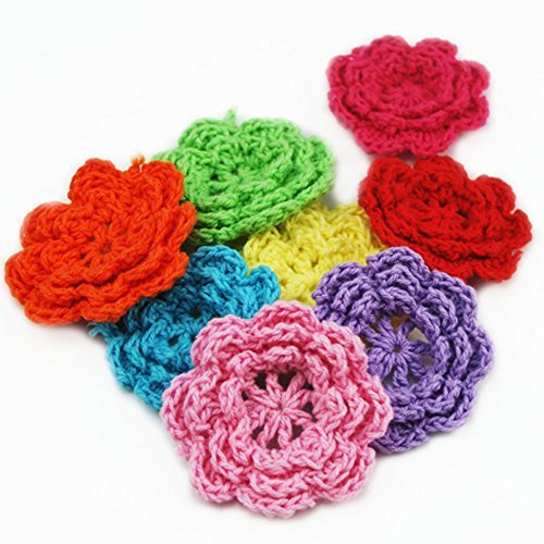 Bluemoona 20 PCS - Big Crochet Sewing Flower Embellishment Applique Trim Mixed C