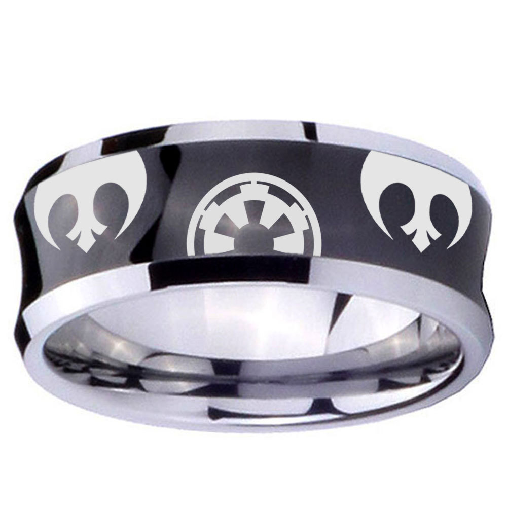 Star Wars Galactic Empire 8mm Black Concave Tungsten Ring - CZ ...