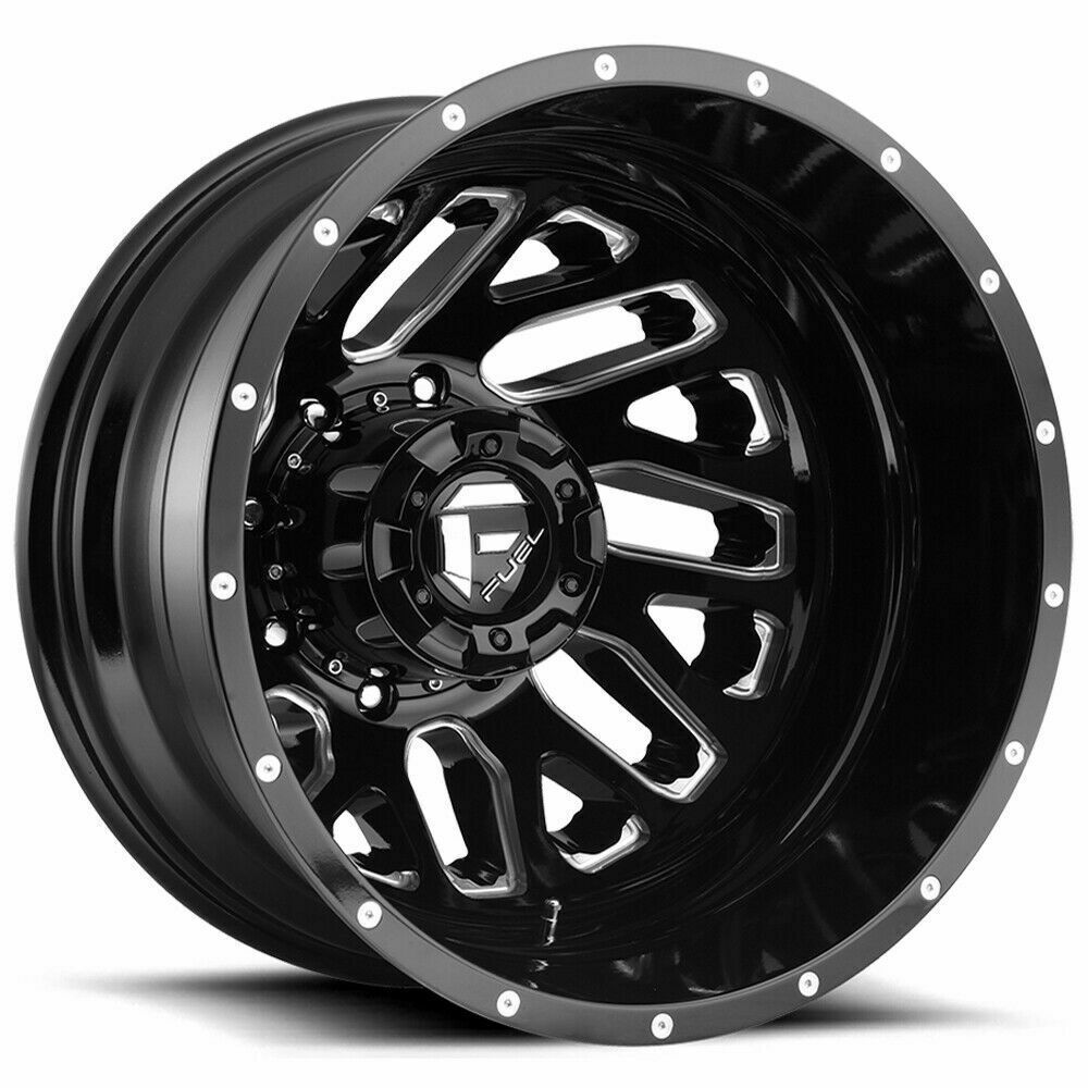 4New 22" Fuel D581 Triton Dually Wheels 22x8.25 8x210 105/195 Black Milled Rim Wheels