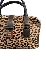 Lambertson Truex Made in Italy Leather Leopard Print Ponyskin Fur Satchel Bag image 5