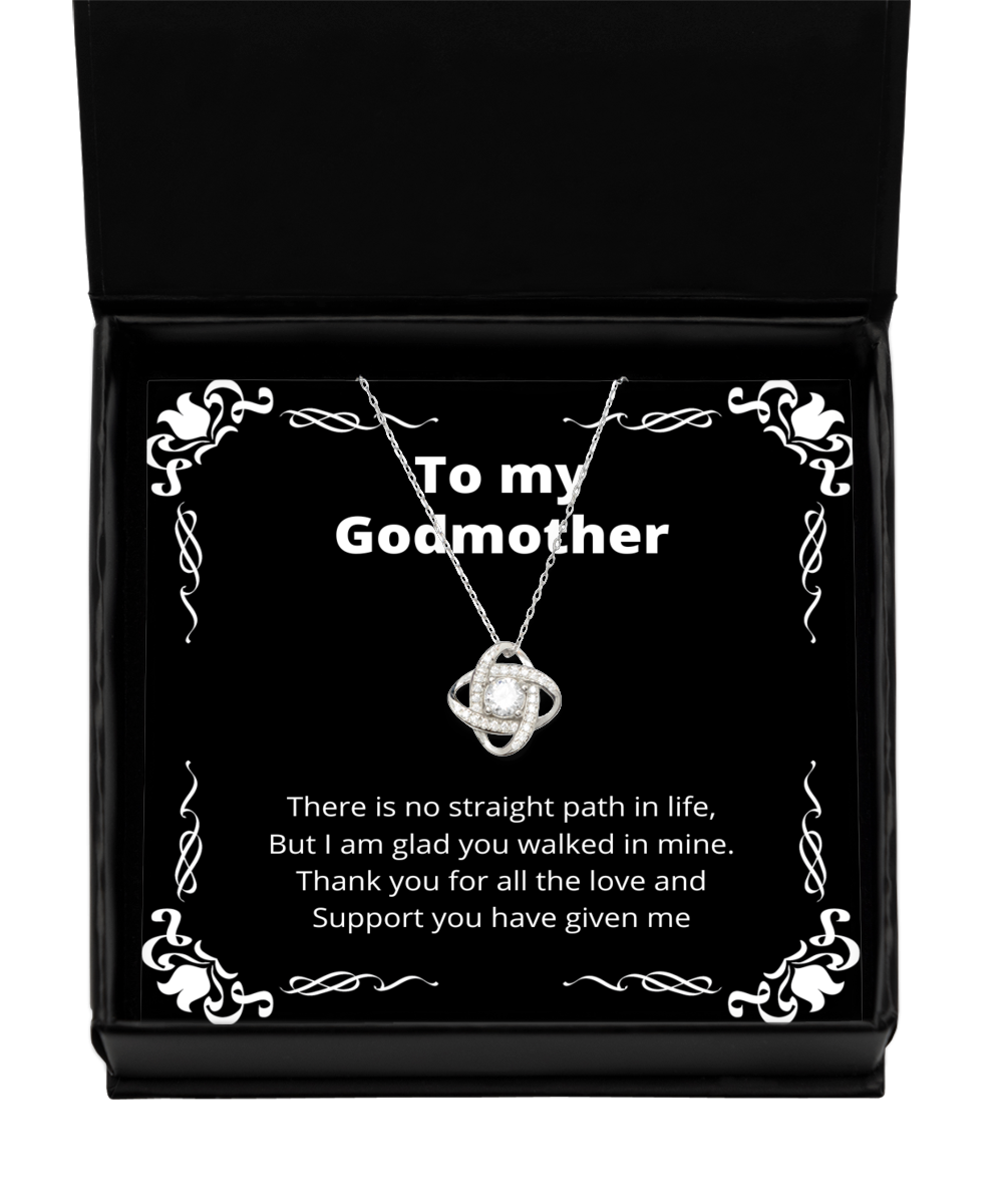 To my Godmother, No straight path in life - Love Knot Silver Necklace. Model