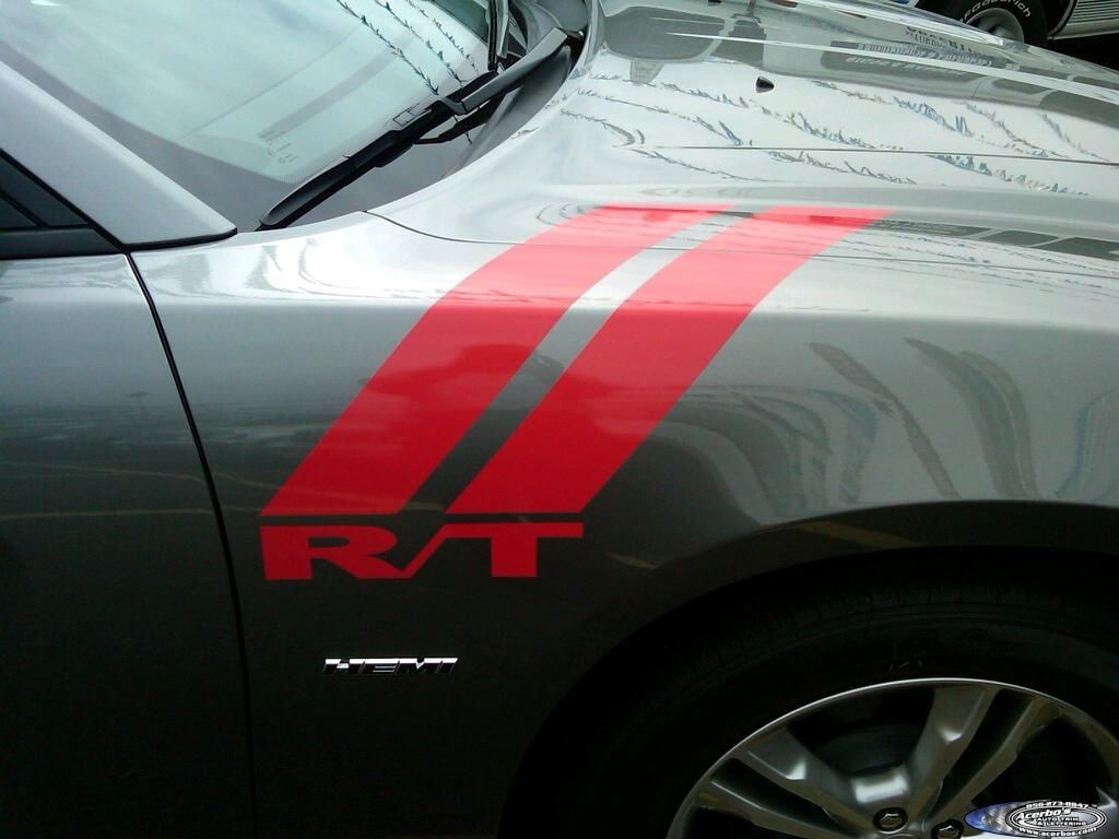 Image of Dodge charger fender hood hash mark stripes vinyl decals Hemi Graphics Mopar Srt