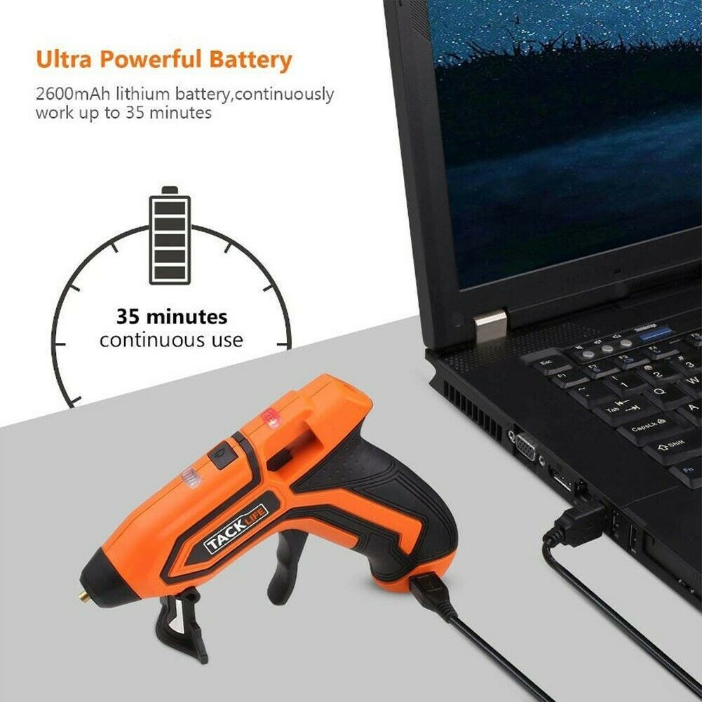 Tacklife Battery Cordless Hot Melt Glue Gun 3.6V Mini w/ 45 Pcs EVA