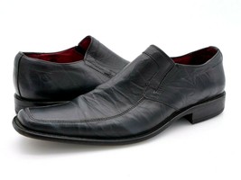 Brantano Mens 6.5 Black Solid Leather Casual Square Toe Slip On Loafer S... - $34.99