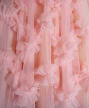 Women BLUSH PINK Layered Tulle Skirt Wedding A-line Tulle Maxi Skirt Outfit  image 8