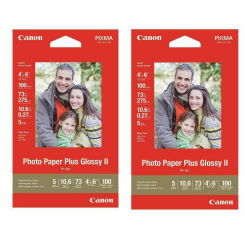 Primary image for NEW 2 Pack Canon Photo Paper Plus Glossy II 4 x 6 Inches 200 Sheets Total PP-201