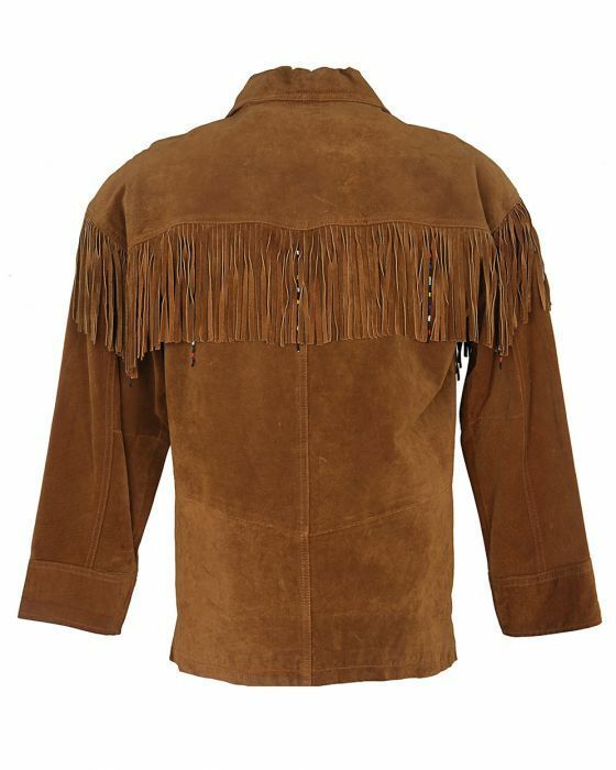 Men's New Native American Buckskin Brown Buffalo Suede Leather Fringe ...
