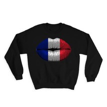 Lips French Flag : Gift Sweatshirt France Expat Country For Her Woman Feminine W - $28.95