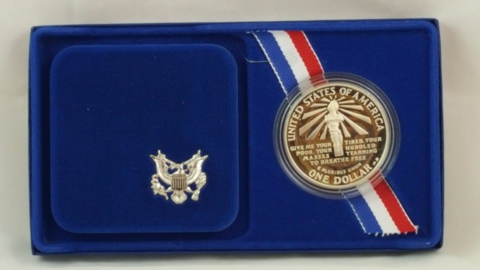 Dollar /& half box /& coa 1986 Statue of Liberty commemorative 2-pc PROOF SET