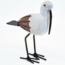 Handmade Serpentine Stone Recycled Metal African Stork Bird Sculpture Zimbabwe