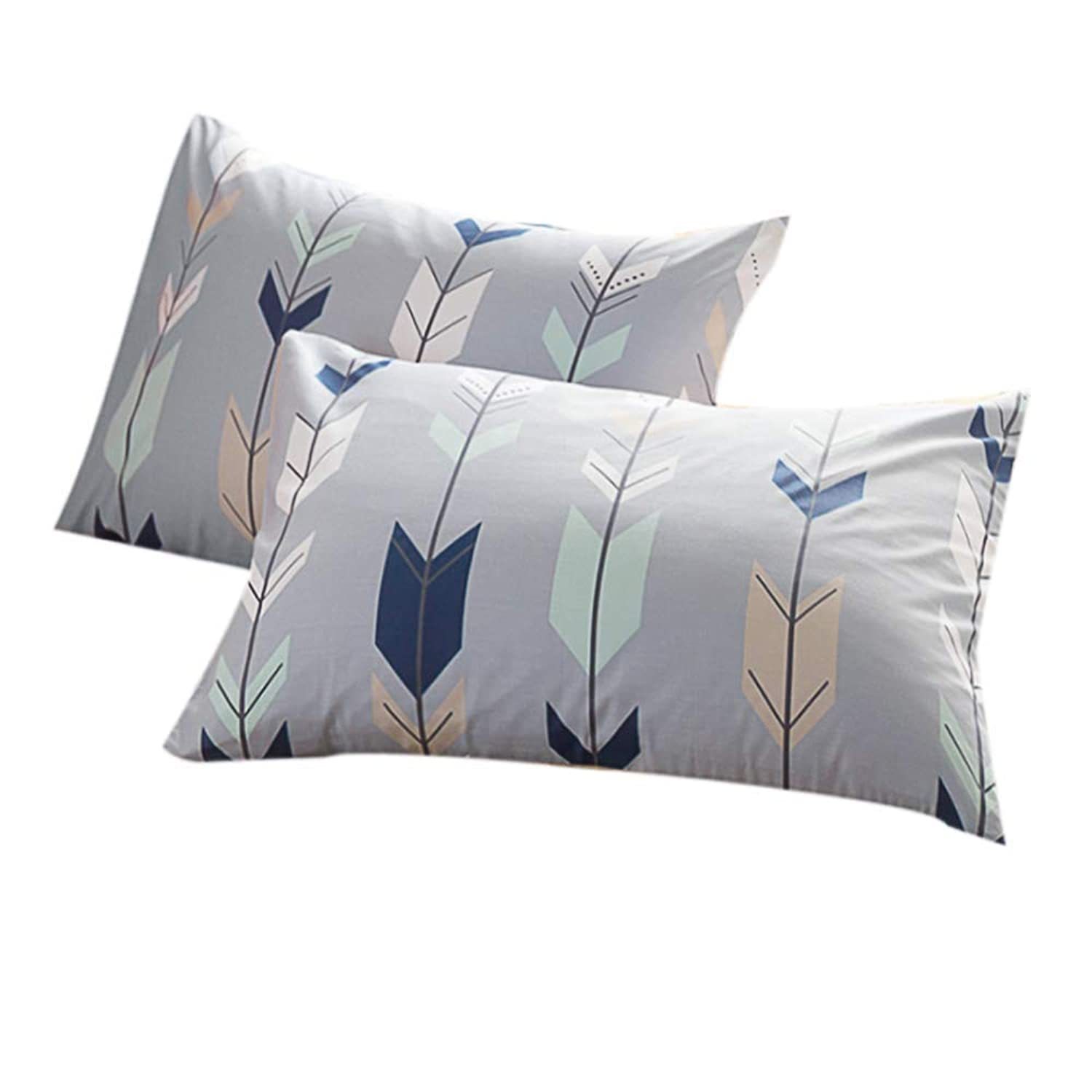 Pillow Cases Set Of 2 - Arrow Feather Printed Pattern Standard Size (2