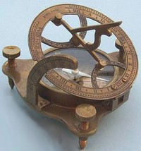 NauticalMart Brass Sundial/Magnetic Nautical Compass W/Hardwood Case