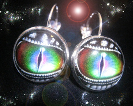 FREE W $30 HAUNTED DRAGON EYES EARRINGS FIRE TREASURES VISION MAGICK WITCH  - Freebie