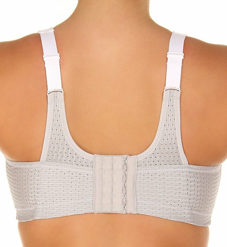 Glamorise Grey White Custom Control Sports Bra Us 36l Uk 36hh Nwot