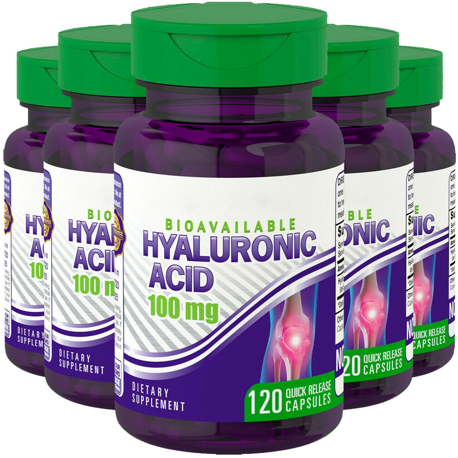 Piping Rock Hyaluronic Acid 100mg 5X120 Capsules Joint Formula NonGMO