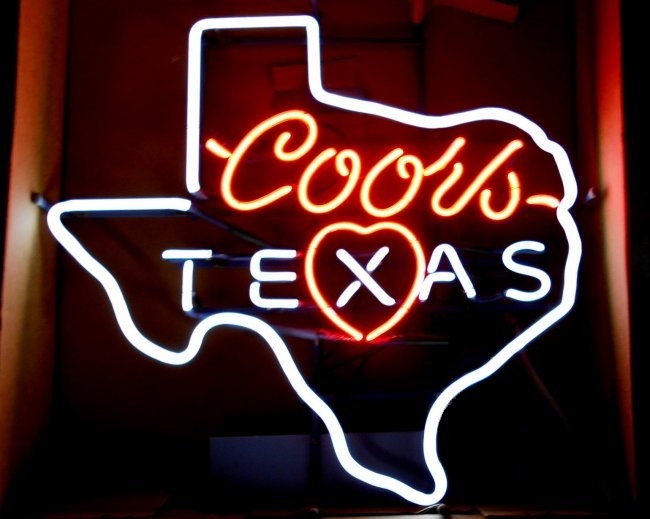 New Coors Texas Light BEER BAR Neon Sign real glass tube 17