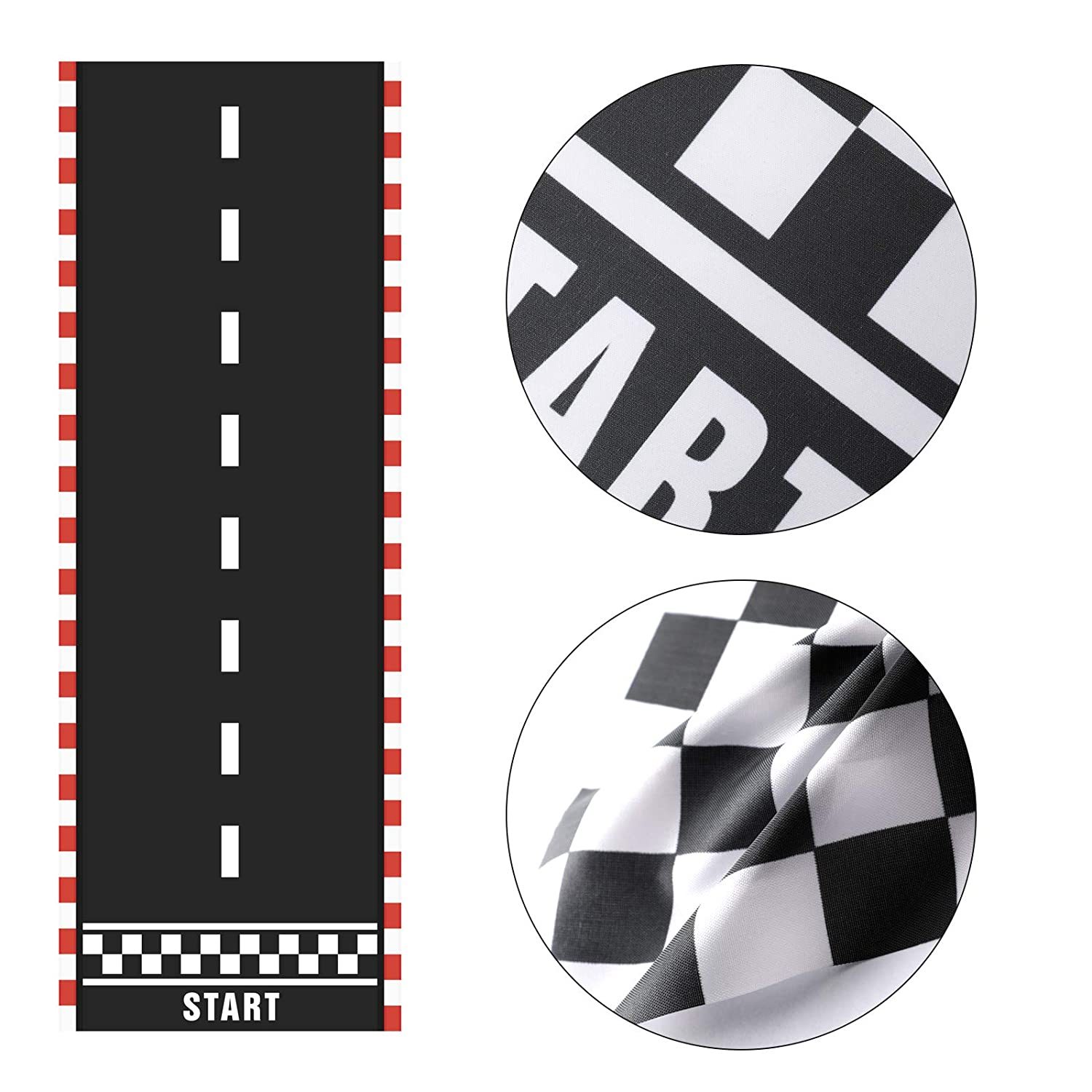 6.6 X 2 Feet Long Racetrack Floor Running Mat, 6.6 Feet Checkered Raci ...