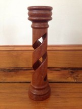 La Galleria Costa Rica Carved Spiral Round Hardwood Wood Taper Candlesti... - $25.49
