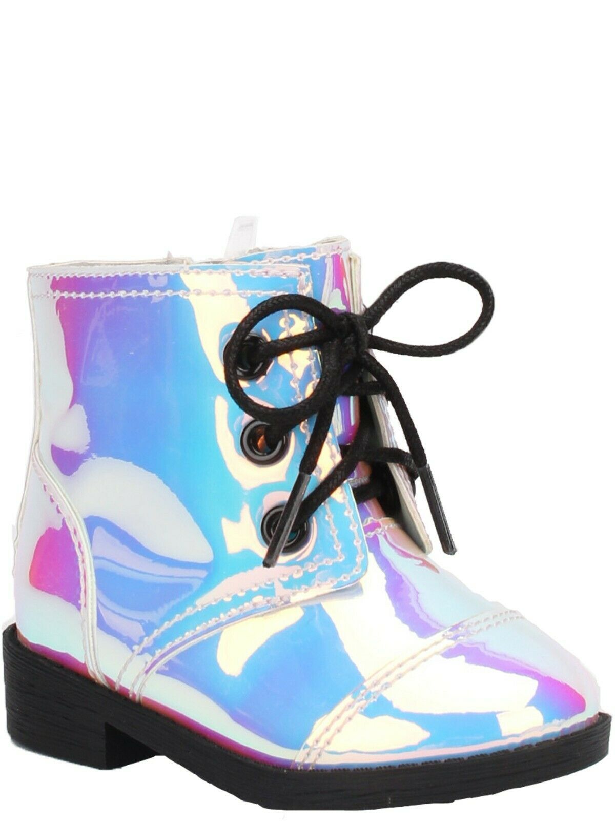 Wonder Nation Girls Infants Combat Boots Size 5 Iridescent Shine Color