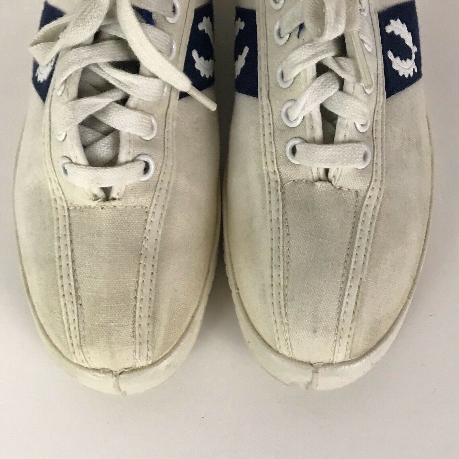 RARE Vintage 1980s Fred Perry Etonic White & Blue Canvas Tennis Shoes ...