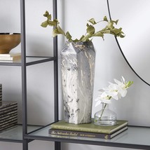 Deco 79 Ceramic Faux Marble Vase, 7" X 7" X 14", Black - $29.94