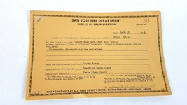 San Jose Fire Department Permit to Receive Transport Use Explosives Sant... - $44.50