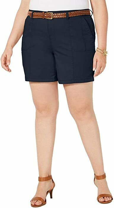 Style & Co. Womens Plus Mid Rise Chino Bermuda Shorts Industrial Blue 20W NEW