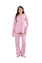 RH Women Cotton Pajamas Set Notch Collar Soft Sleepwear Pjs Button Night... - $29.99