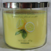 Kirkland's 14.5 oz Large Jar 3-Wick Candle Natural Wax Blend LEMON BASIL - $27.08