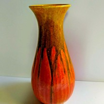 Pilkingtons Royal Lancastrain Art Deco Orange 9&#39;&#39; Drip Vase Green Englan... - $178.20