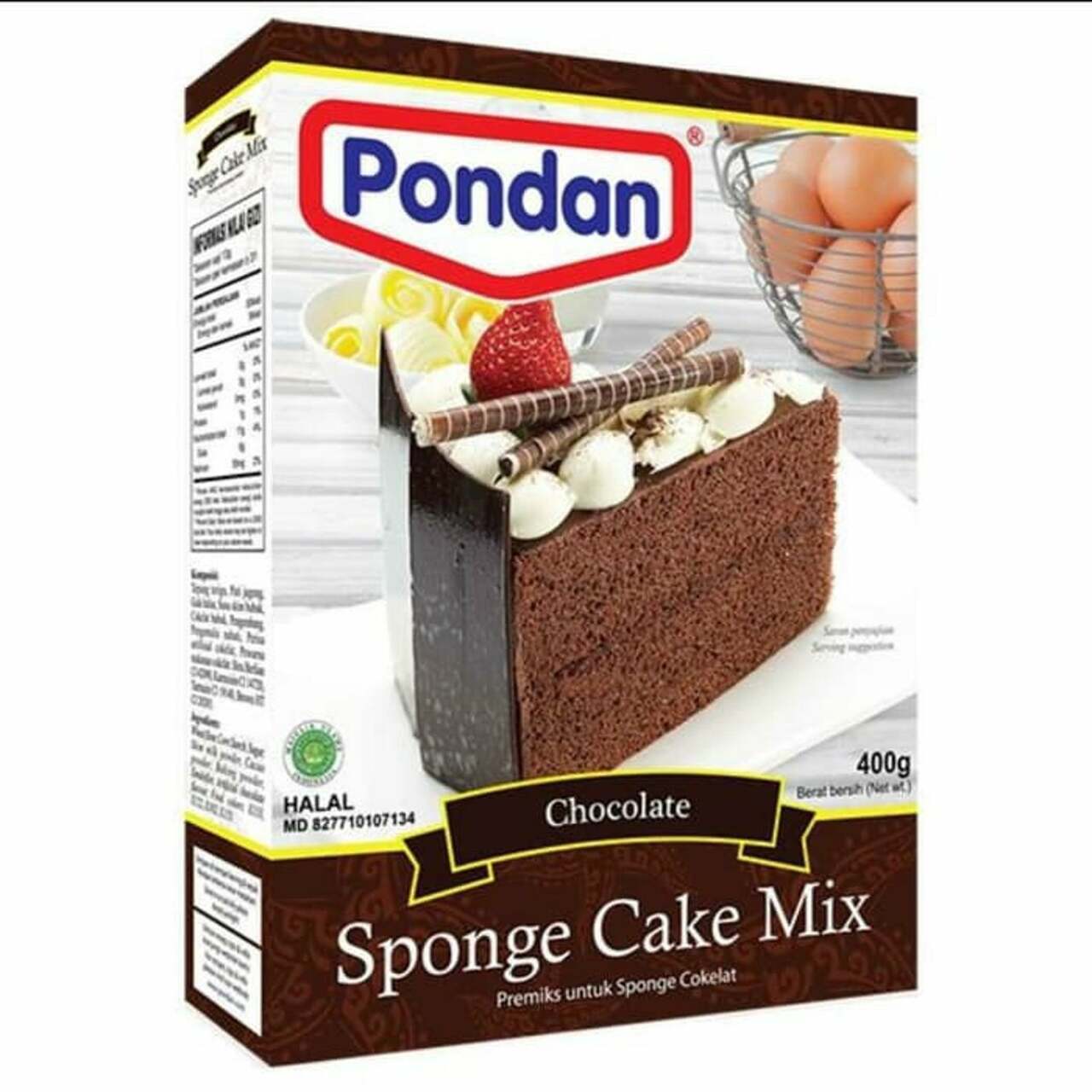 Pondan Sponge Cake Chocolate 400 Gr - 14.1 Oz