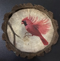 Cardinal in Flight wood slice magnet made to order - $29.95