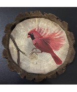 Cardinal in Flight wood slice magnet made to order - $19.95