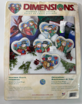 Dimensions Cross Stitch 6 Snowman Hearts Christmas Ornaments Kit #8731 - $32.66