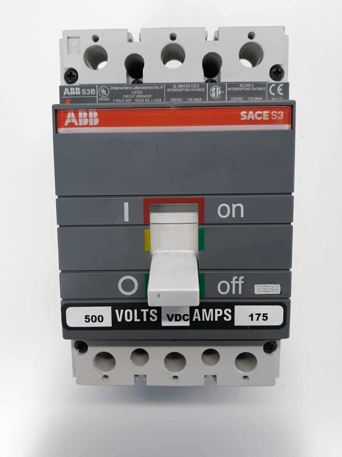 ABB DC CIRCUIT BREAKER S3B 175 AMP 240VAC 500VDC 2 POLE Circuit Breakers