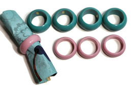 Resin Napkin Holder Rings Dinning Table Decor 2 Sets Pink &amp; Aqua Blue  - $22.99