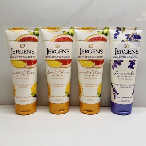 4 Jergens Body Butter Collection 3 SWEET CITRUS & 1 LAVENDER Lotion 7