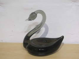Smokey Blown Glass Swan - 4 1/2&quot; High X 4&quot; Wide - $30.00